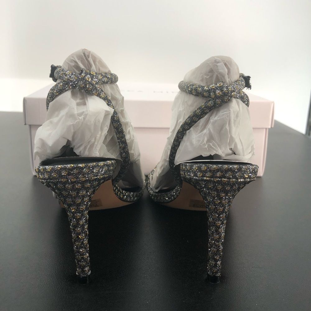 Rebecca Minkoff Nanine Silver Gold Strappy Ankle Strap Heeled Sandals - Picture 10 of 14